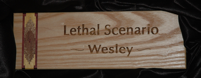 Ash plaque, laser engraved, with hardwood inlay