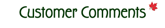 Customer Comments logo with green letters and red maple leaf